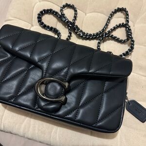 Tabby Quilted Nappa Leather Shoulder Bag in 26 Gunmetal Black